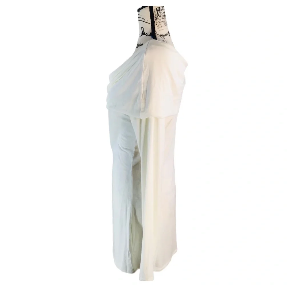 Julian Chang - Off-The-Shoulder Long Sleeve Tunic Top Size L in Winter White - Picture 3 of 15